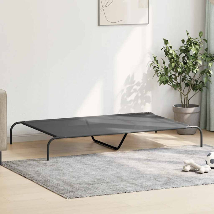 Pat înălțat pentru câini gri 150x90x20 cm Textilenă și oțel WALTI