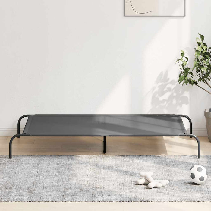 Pat înălțat pentru câini gri 150x90x20 cm Textilenă și oțel WALTI