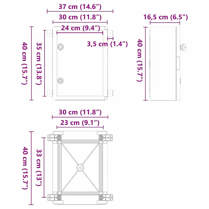 Dulap de control Gri 37 x 16,5 x 40 cm Plastic ABS WALTI