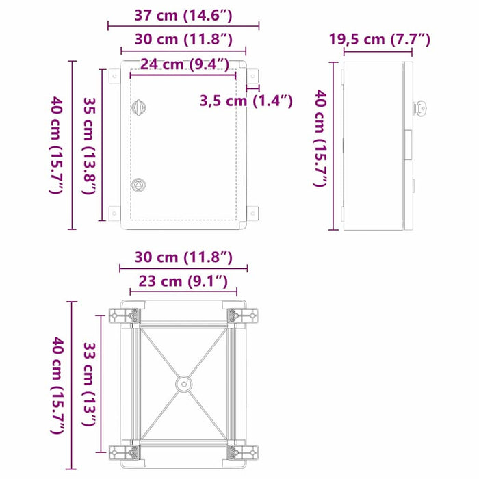 Cabinet de Control Gri 30 x 19.5 x 40 cm Plastic ABS - WALTI WALTI