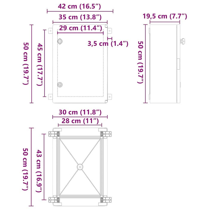 Cabinet de Control Gri 35 x 19.5 x 50 cm Plastic ABS - WALTI WALTI
