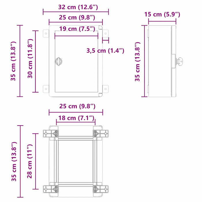 Dulap de control Gri 32 x 15 x 35 cm Plastic ABS - WALTI WALTI
