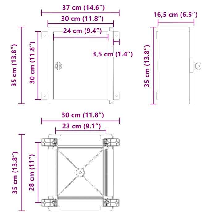Dulap de control Gri 37 x 16,5 x 35 cm Plastic ABS WALTI