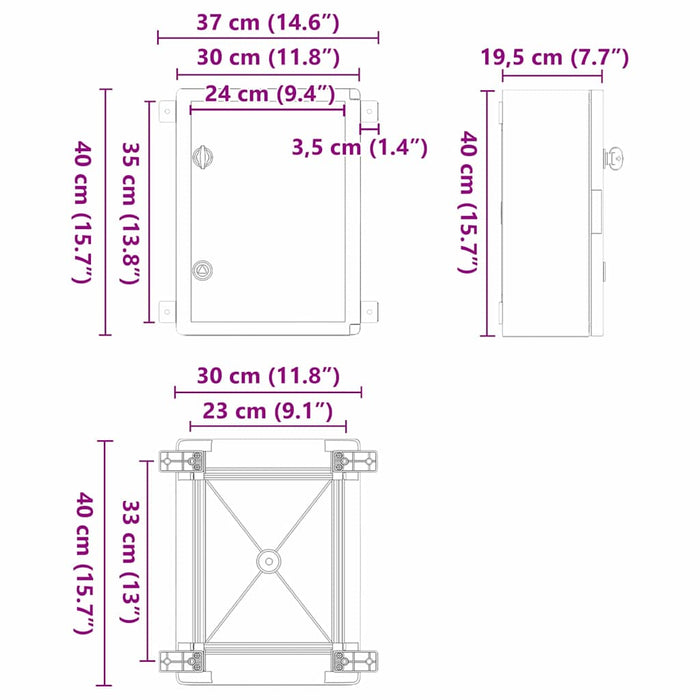 Dulap de control Gri 37 x 19,5 x 40 cm Plastic ABS - WALTI WALTI
