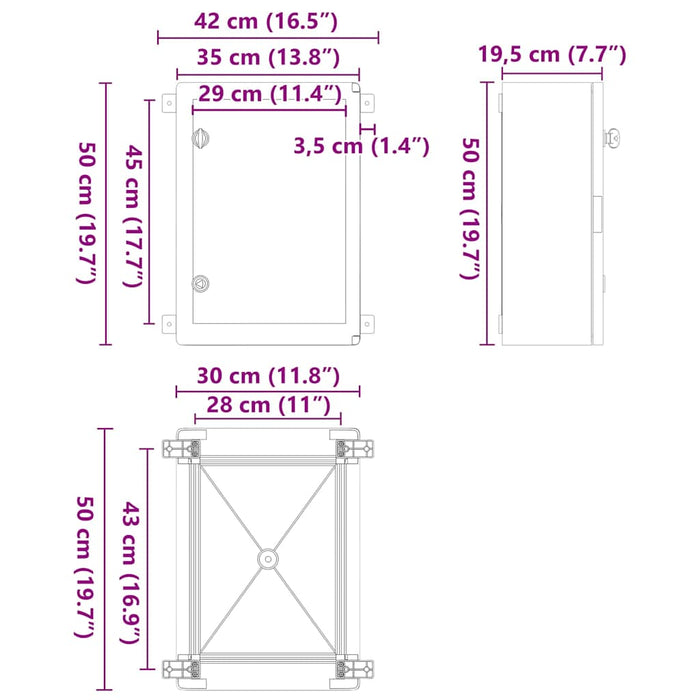 Cabinet de Control Gri 35 x 19.5 x 50 cm Plastic ABS - WALTI WALTI