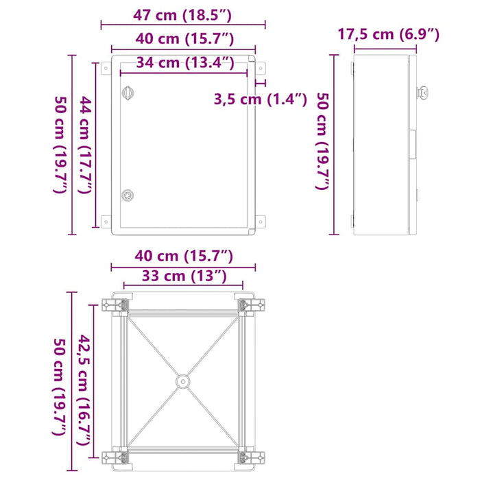Cabinet de Control Gri 40 x 17.5 x 50 cm Plastic ABS - WALTI WALTI