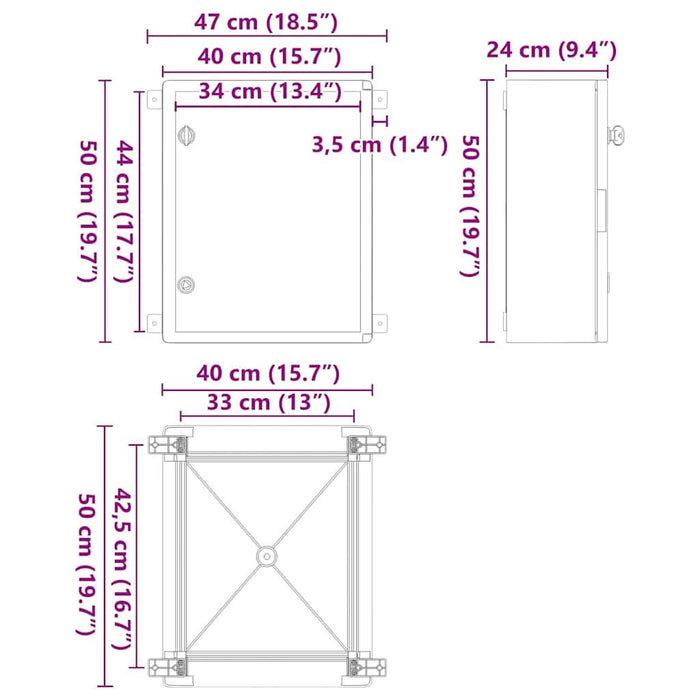 Cabinet de Control Gri 40 x 24.5 x 50 cm Plastic ABS - WALTI WALTI