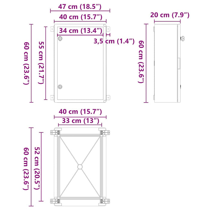 Dulap de control Gri 47 x 20 x 50 cm Plastic ABS - WALTI WALTI