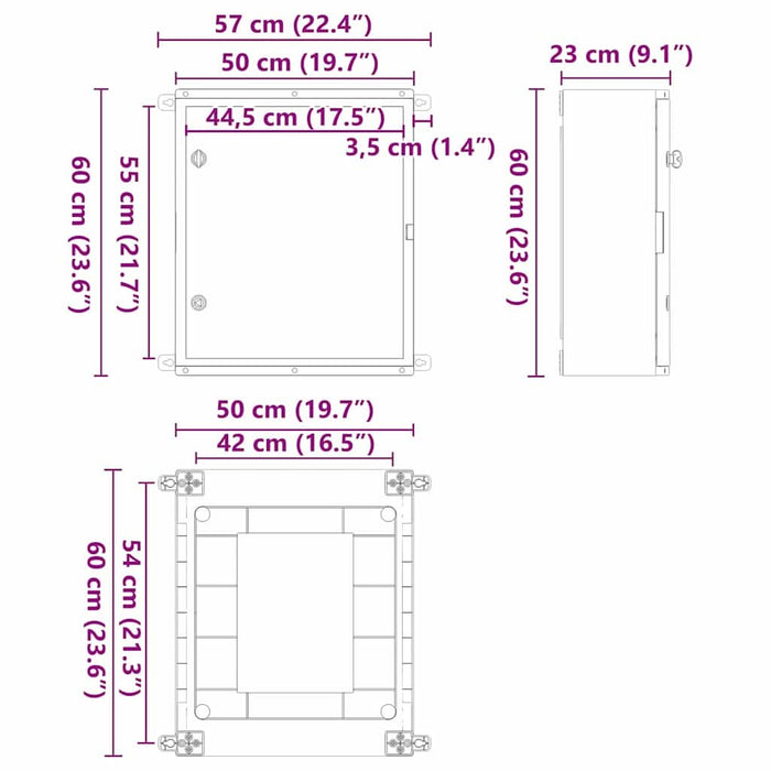 Cabinet de Control Gri 50 x 22 x 60 cm Plastic ABS - WALTI WALTI