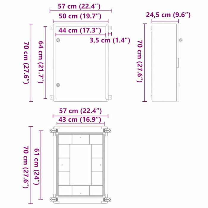 Cabinet de Control Gri 50 x 24.5 x 70 cm Plastic ABS - WALTI WALTI