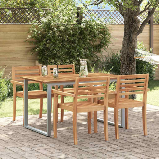 Masă de Grădină Gri 140 x 80 x 75 cm Lemn Solid de Acacia - WALTI WALTI