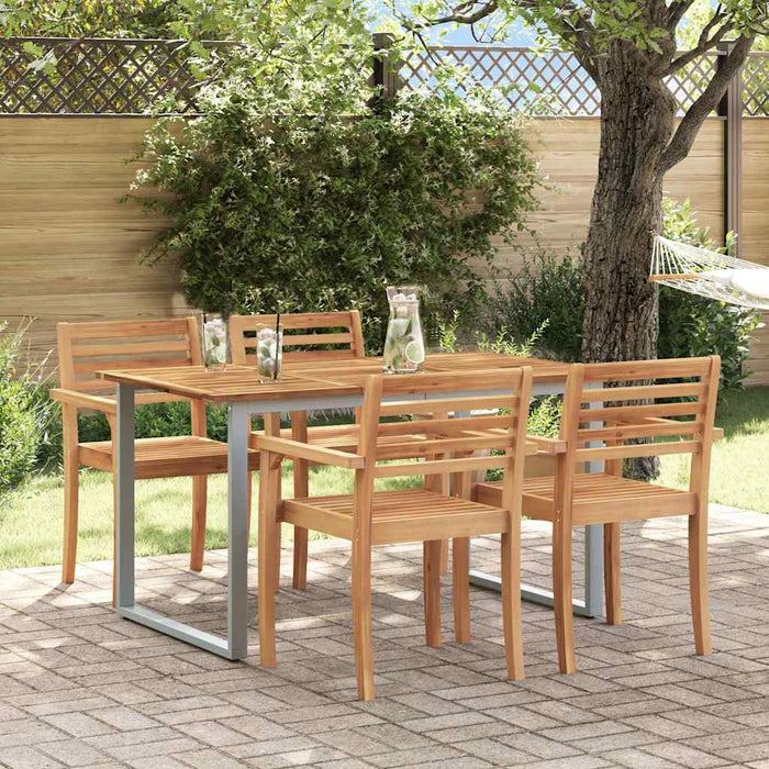 Masă de Grădină Gri 140 x 80 x 75 cm Lemn Solid de Acacia - WALTI WALTI