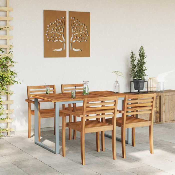 Masă de Grădină Gri 140 x 80 x 75 cm Lemn Solid de Acacia - WALTI WALTI