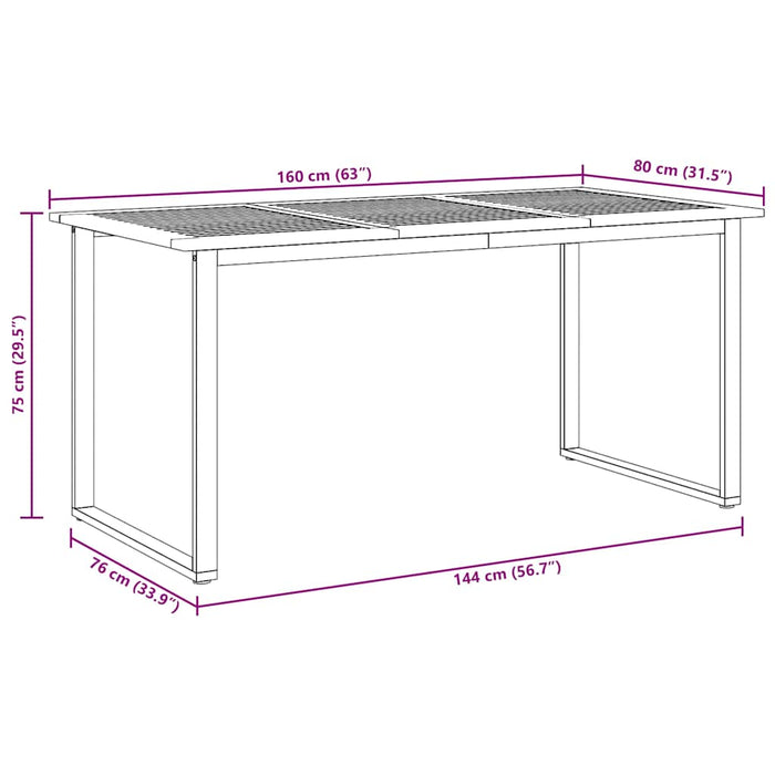 Masă de grădină pentru dining Gri 160 x 80 x 75 cm - WALTI WALTI