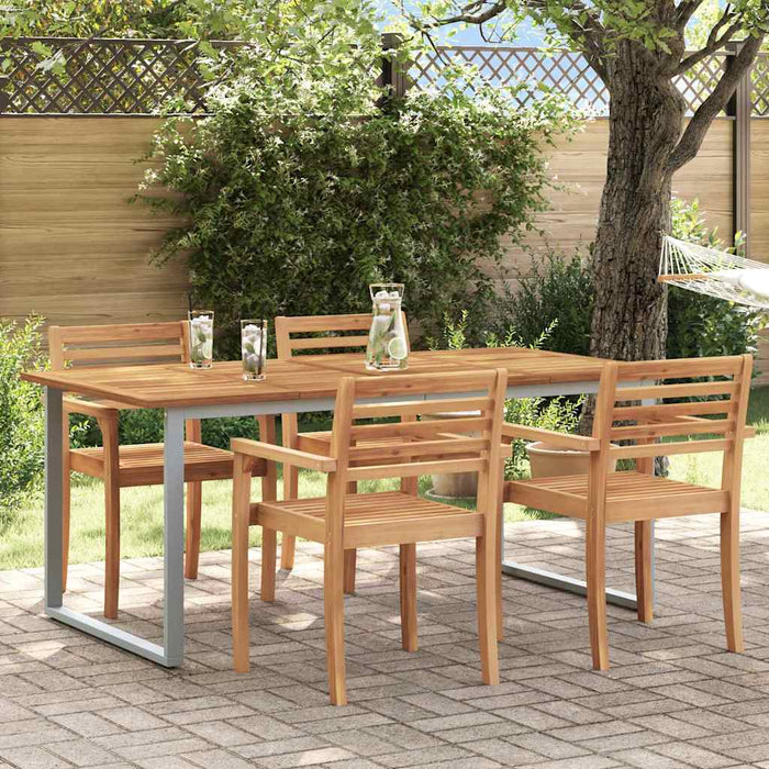 Masă de Grădină Gri 180 x 90 x 75 cm Lemn Solid de Acacia - WALTI WALTI