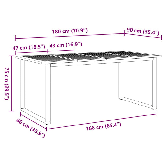 Masă de Grădină Gri 180 x 90 x 75 cm Lemn Solid de Acacia - WALTI WALTI