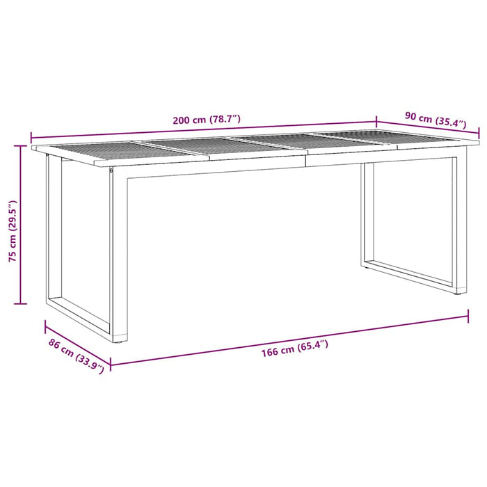 Masă de grădină pentru dining Gri 200 x 90 x 75 cm - WALTI WALTI