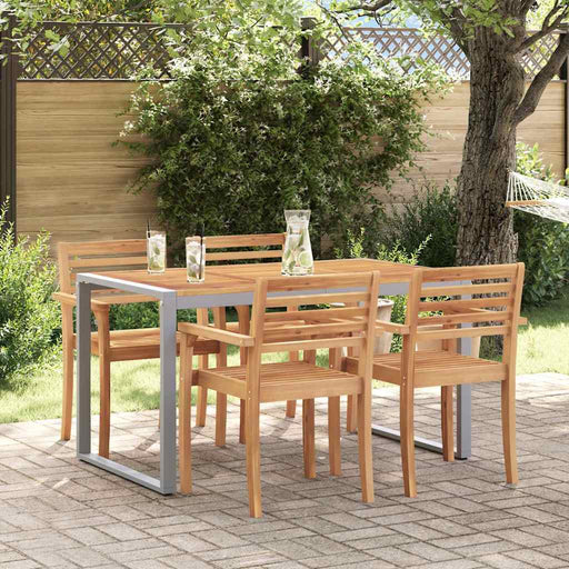 Masă de Grădină Gri 140 x 80 x 75 cm Lemn Solid de Acacia - WALTI WALTI