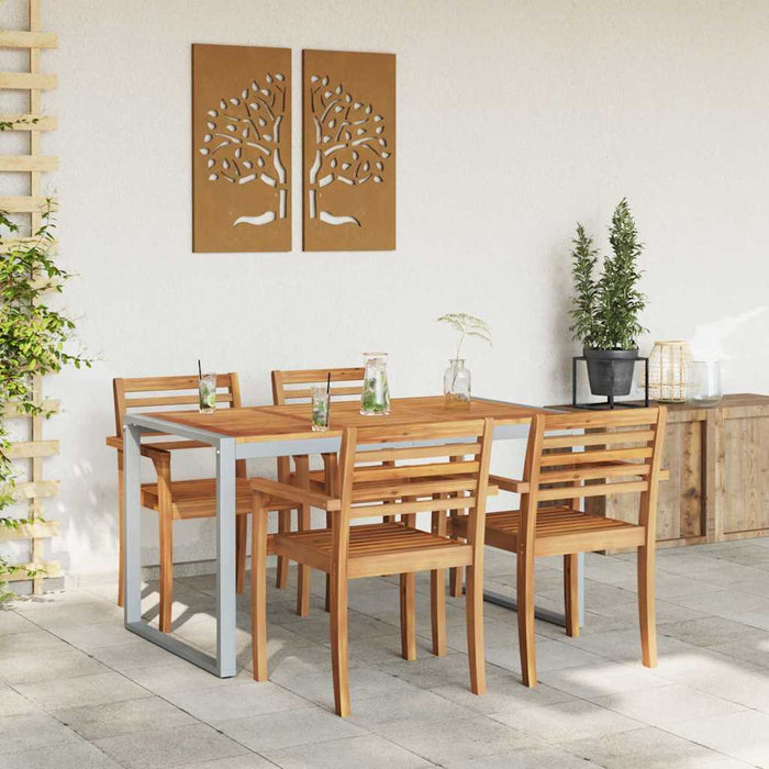 Masă de Grădină Gri 140 x 80 x 75 cm Lemn Solid de Acacia - WALTI WALTI