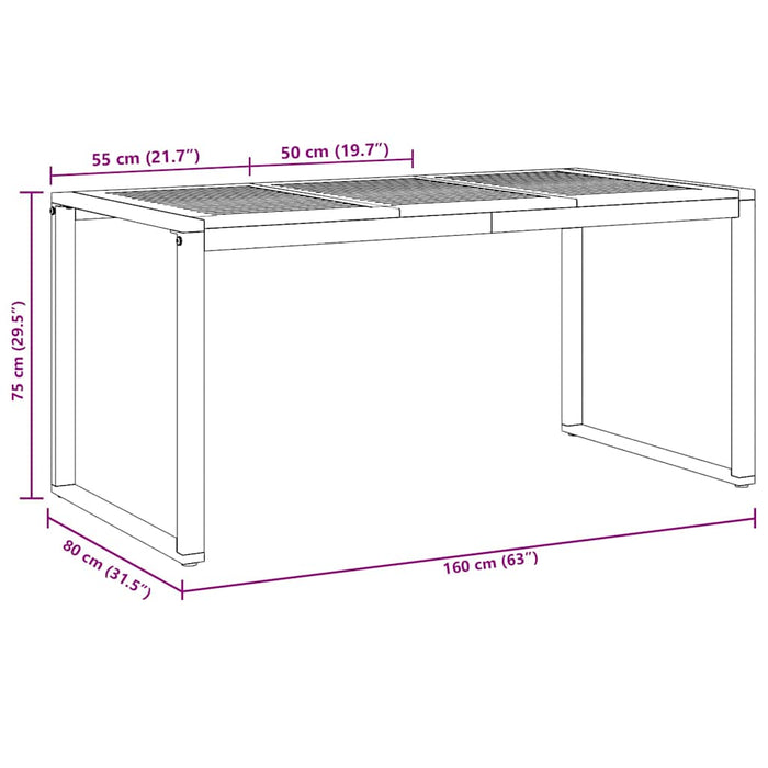 Masă de grădină pentru dining Gri 160 x 80 x 75 cm - WALTI WALTI