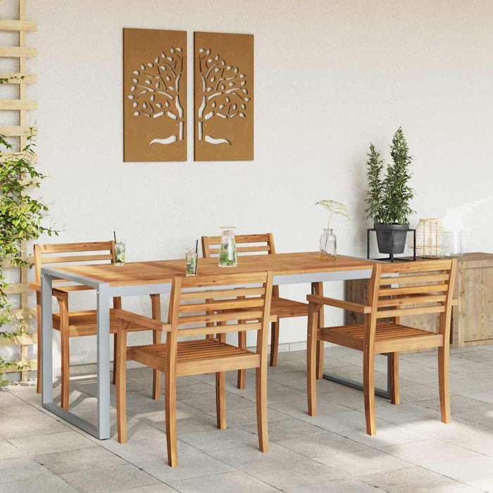 Masă de Grădină Gri 180 x 90 x 75 cm Lemn Solid de Acacia - WALTI WALTI