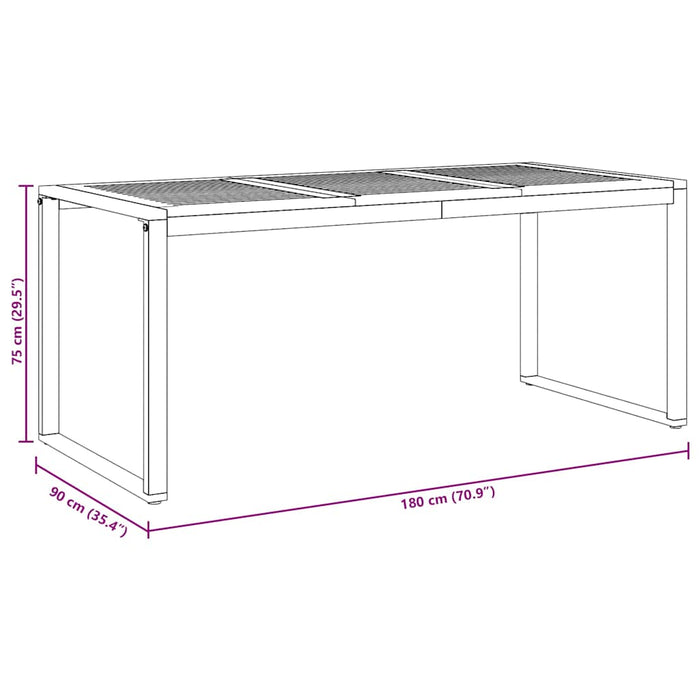 Masă de Grădină Gri 180 x 90 x 75 cm Lemn Solid de Acacia - WALTI WALTI