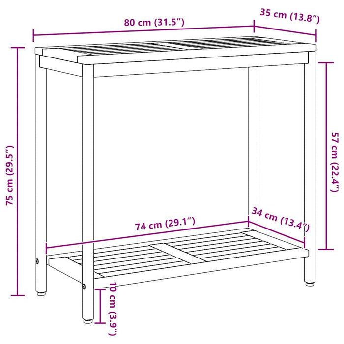 Masă de exterior cu depozitare Natural și Gri 80 x 35 x 75 cm - WALTI WALTI