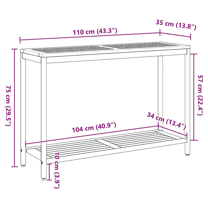 Masă de exterior cu depozitare Natural și Gri 110 x 35 x 75 cm WALTI