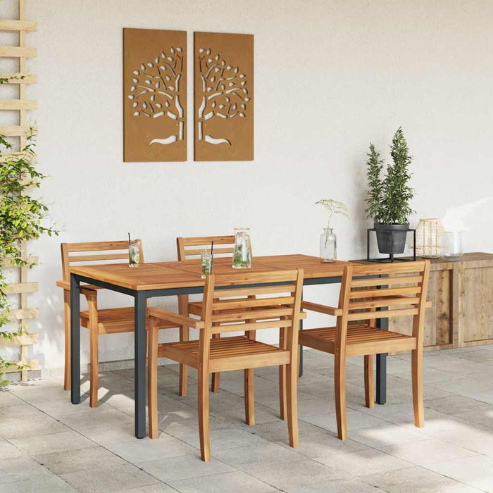 Masă de exterior Natural și Negru 150 x 90 x 75 cm WALTI