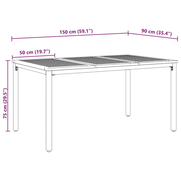 Masă de exterior Natural și Negru 150 x 90 x 75 cm WALTI