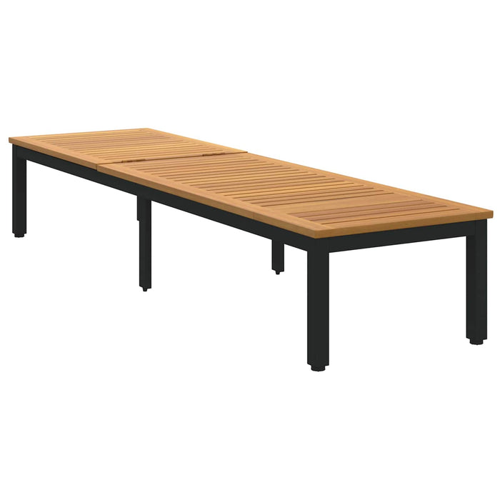 Șezlong Negru 200 x 55 x 35 cm Lemn Solid de Acacia - WALTI WALTI