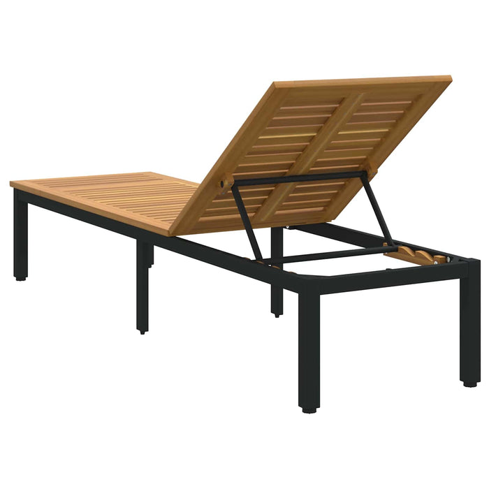 Șezlong Negru 200 x 55 x 35 cm Lemn Solid de Acacia - WALTI WALTI