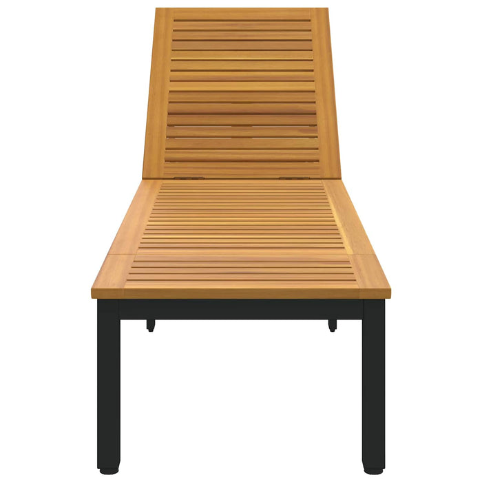 Șezlong Negru 200 x 55 x 35 cm Lemn Solid de Acacia - WALTI WALTI