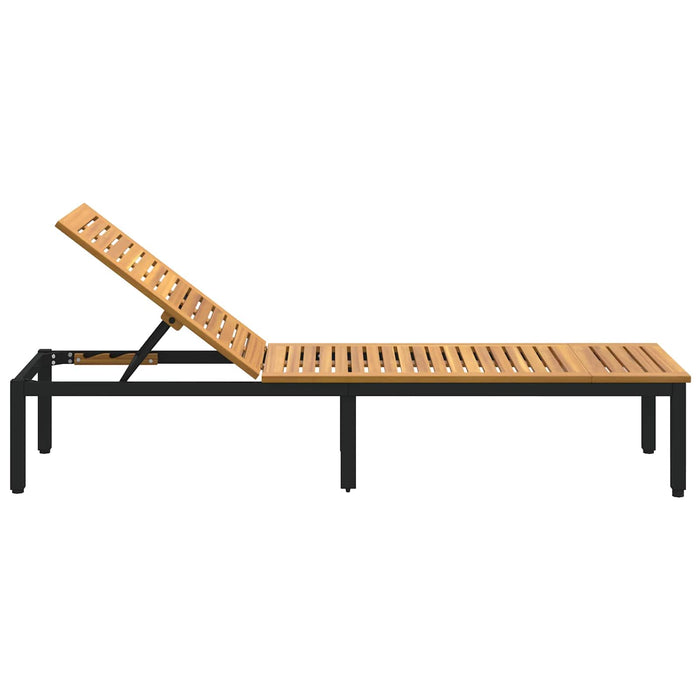 Șezlong Negru 200 x 55 x 35 cm Lemn Solid de Acacia - WALTI WALTI