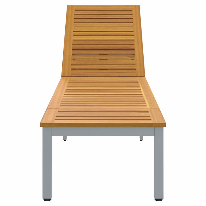 Șezlong Gri 200 x 55 x 35 cm Lemn Solid de Acacia - WALTI WALTI