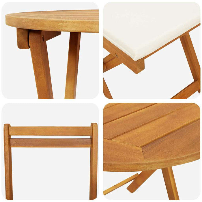 Set de masă pentru grădină cu pernă 3 pcs Ulei Natural - WALTI WALTI