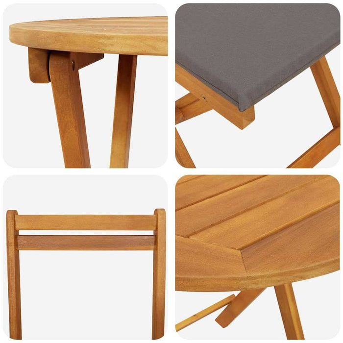 Set de masă pentru grădină cu pernă 3 pcs Ulei Natural - WALTI WALTI