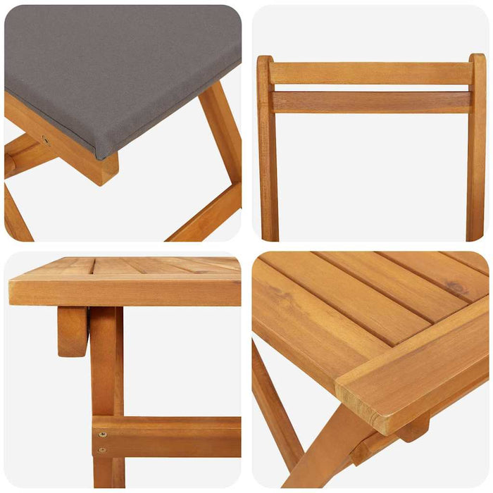 Set bistro cu pernă 5 pcs Ulei Natural Lemn Solid de Acacia - WALTI WALTI