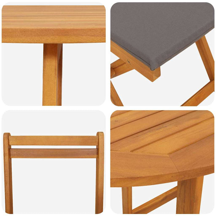 Set bistro cu pernă 3 pcs Ulei Natural Lemn Solid de Acacia - WALTI WALTI