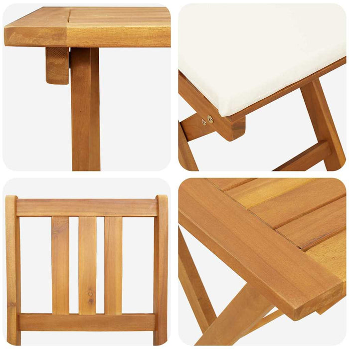 Set bistro cu pernă 3 pcs Ulei Natural Lemn Solid de Acacia - WALTI WALTI