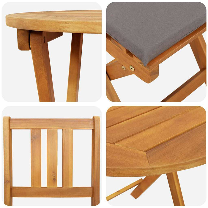 Set bistro cu pernă 3 pcs Ulei Natural Lemn Solid de Acacia WALTI