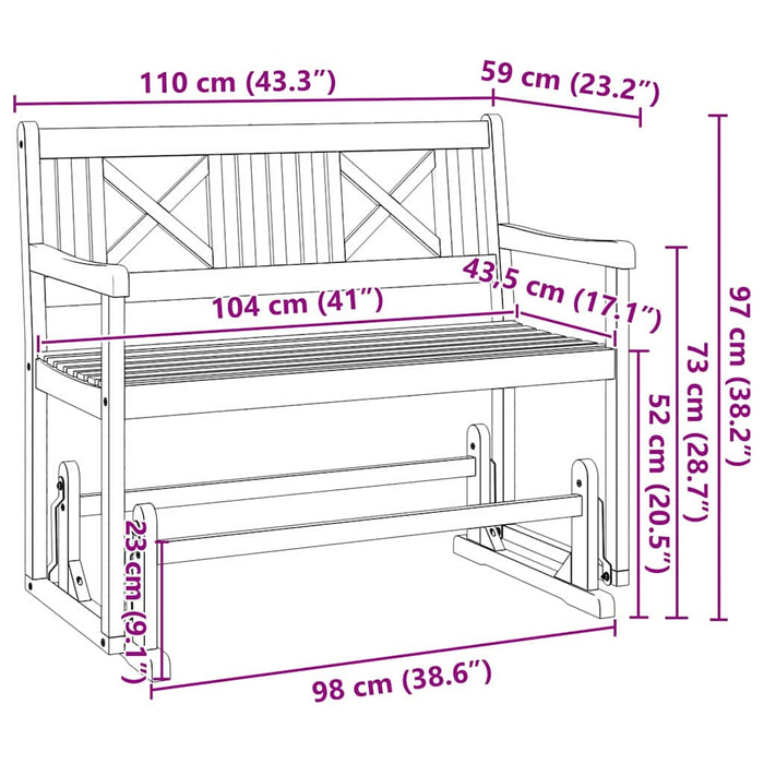 Bancă balansoar Maro 110 x 59 x 97 cm Lemn Solid de Acacia - WALTI WALTI