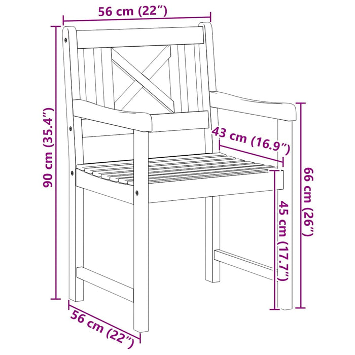 Scaun pentru Grădină 2 pcs 56 x 56 x 90 cm Lemn Solid de Acacia - WALTI WALTI