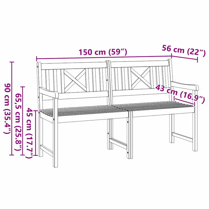 Bancă de grădină Maro 150 x 56 x 90 cm Lemn Solid de Acacia - WALTI WALTI