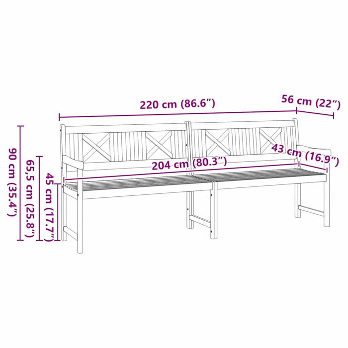 Bancă de grădină Maro 220 x 56 x 90 cm Lemn Solid de Acacia - WALTI WALTI