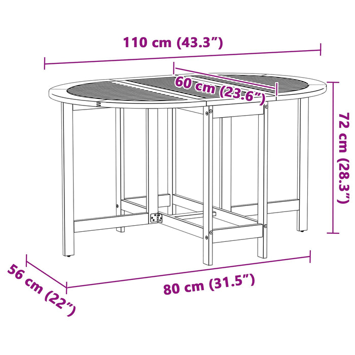Masă de Grădină Maro 110 x 60 x 72 cm Lemn Solid de Acacia - WALTI WALTI