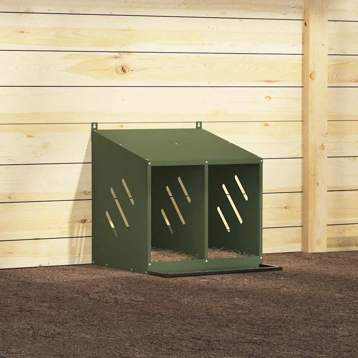 Cuibă pentru pui cu 2 compartimente, metal verde măsline - WALTI WALTI