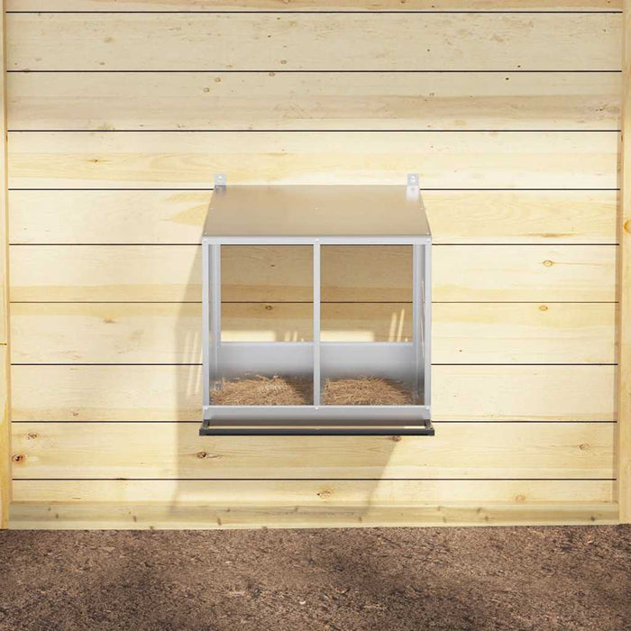 Cutie pentru pui cu 2 compartimente, metal argintiu galvanizat - WALTI WALTI