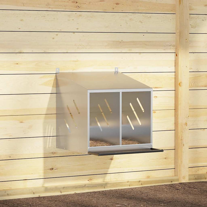 Cutie pentru pui cu 2 compartimente, metal argintiu galvanizat - WALTI WALTI