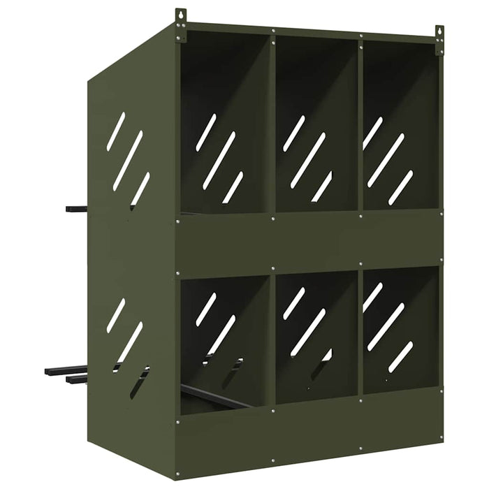 Cutie de pui cu 6 compartimente din metal verde măsline - WALTI WALTI